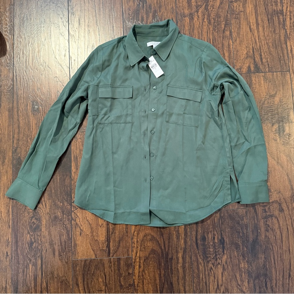 NWT Ann Taylor Green Button Down